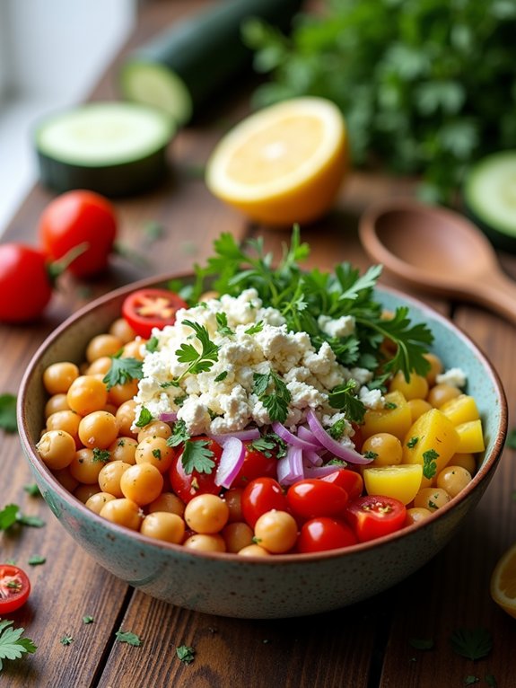 chickpea feta salad bowl