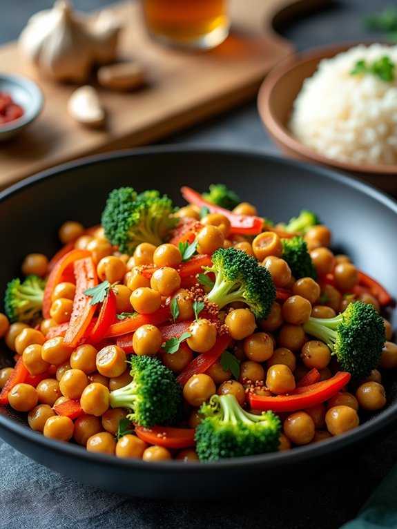 chickpeas in spicy stir fry