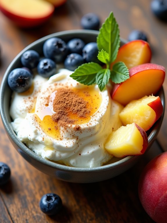 cottage cheese topped fruit