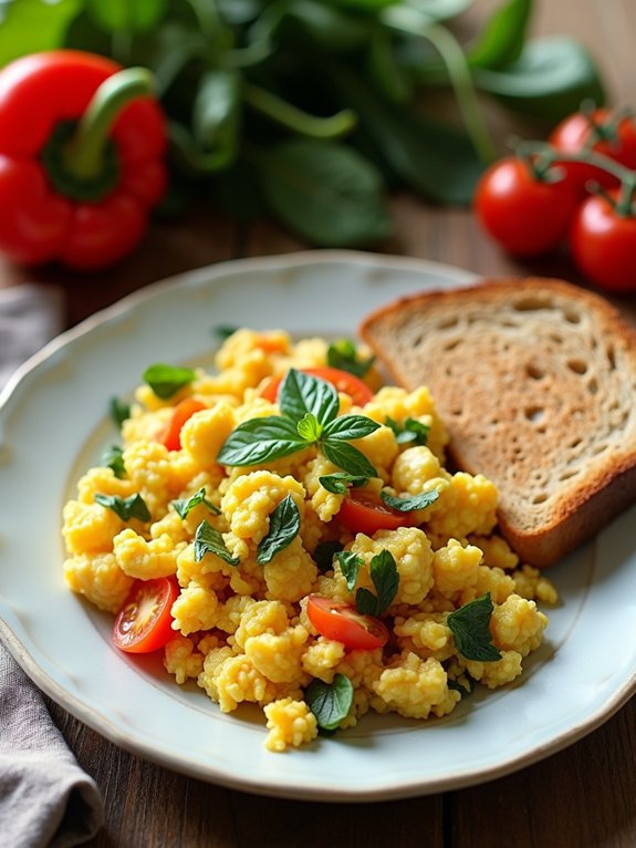 eggs mixed with vegetables