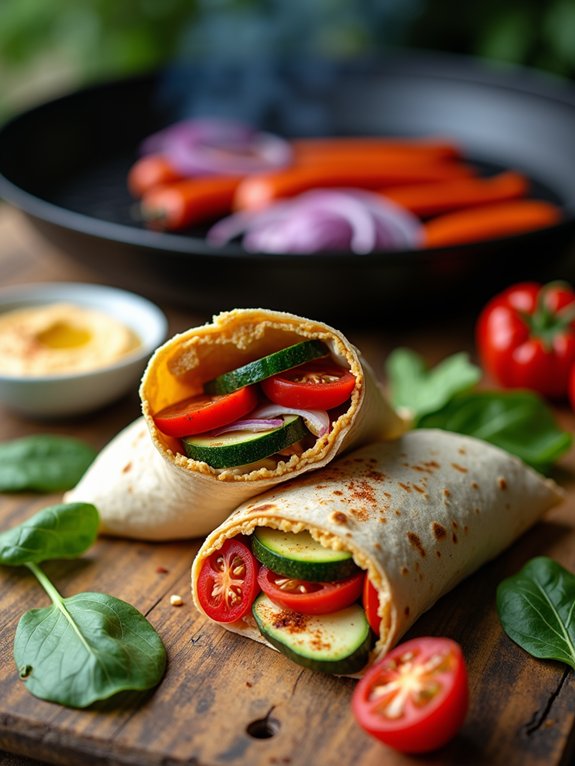 grilled vegetable hummus wrap