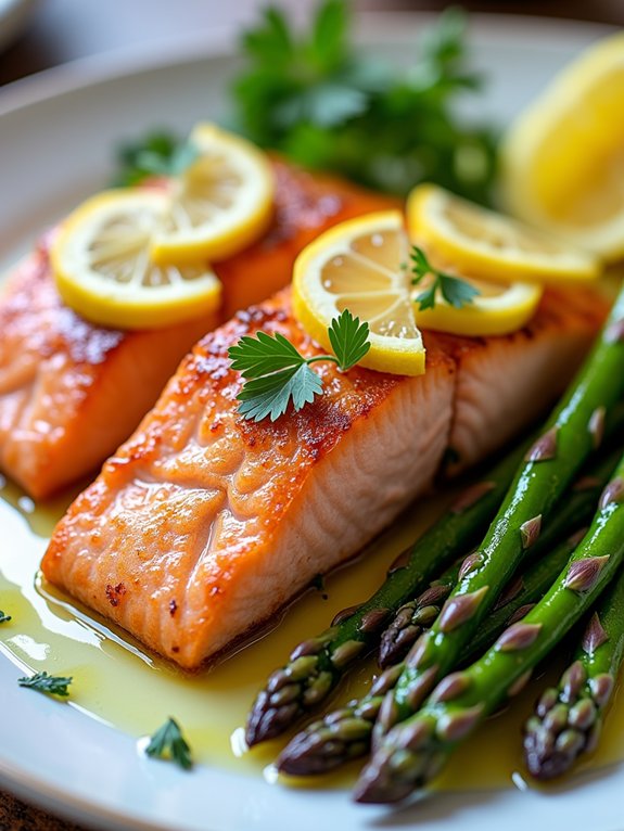 salmon and asparagus dish