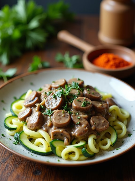 savory beef and mushrooms