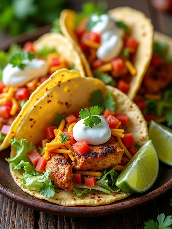 spicy chicken filled tacos