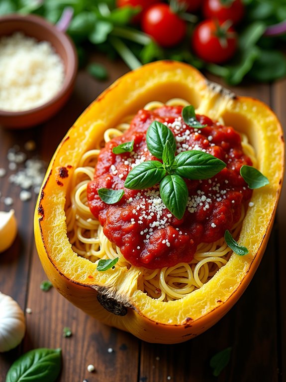 squash topped with marinara