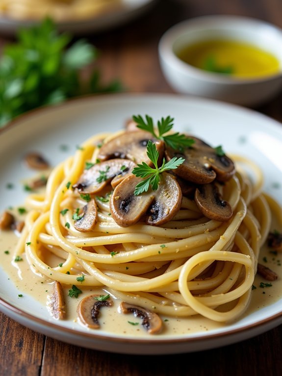 vegan creamy mushroom pasta