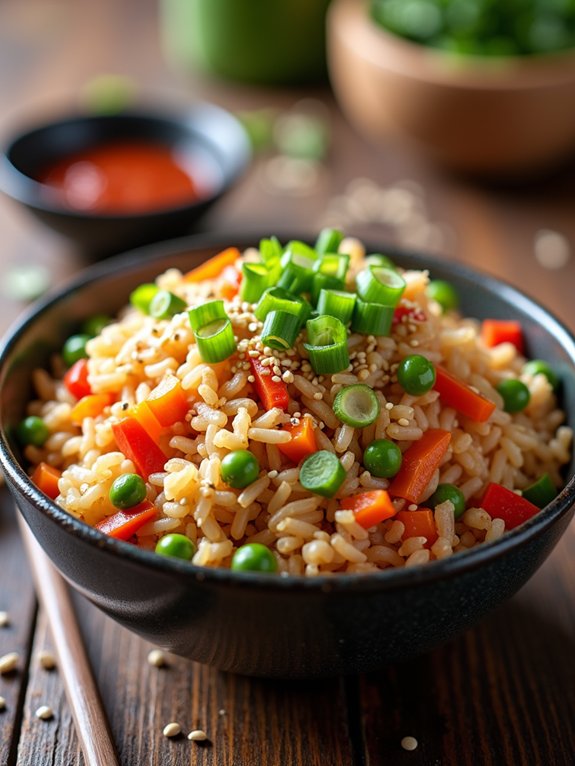 vegetable stir fried rice dish