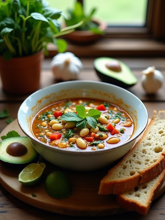 vegetarian chili with spinach