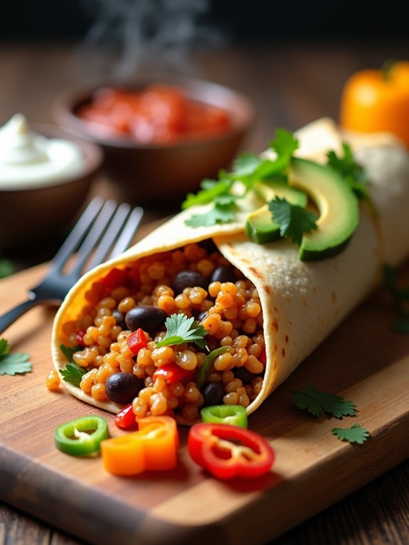 vegetarian rice bean wrap