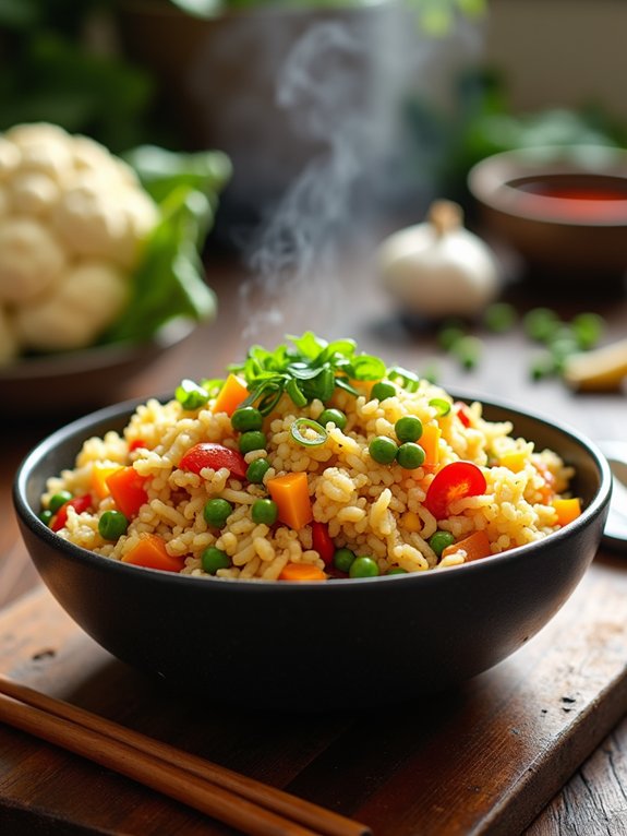 cauliflower based fried rice dish