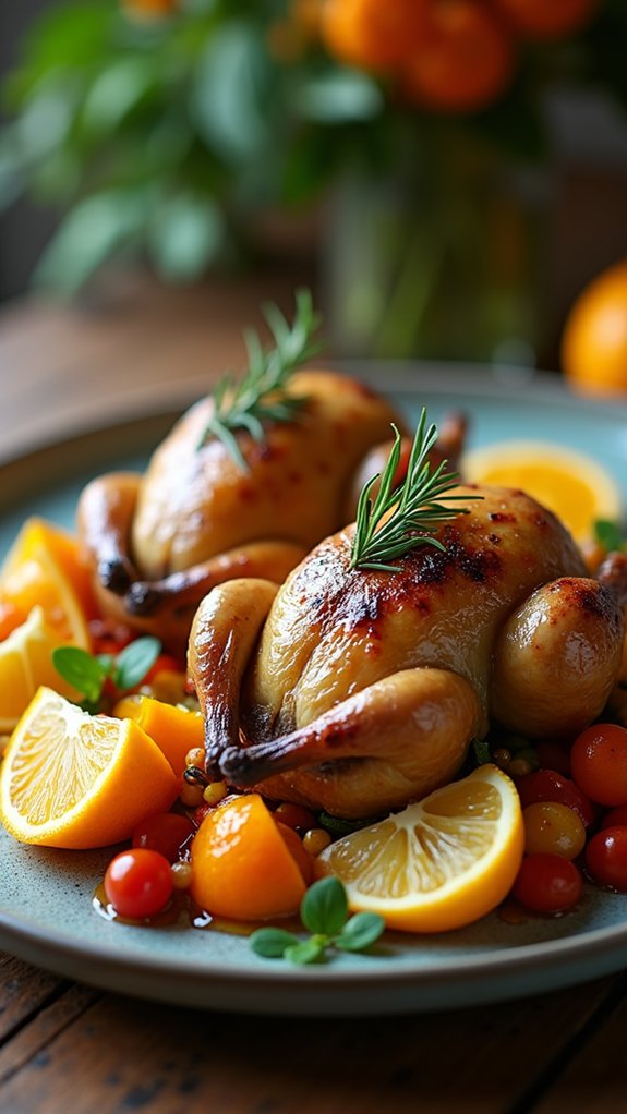 citrus infused roasted quail dish