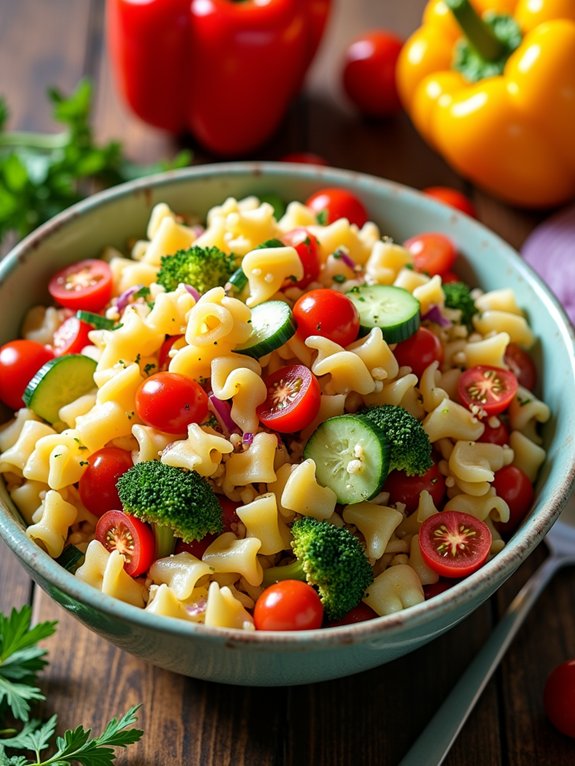 colorful vegetable pasta salad