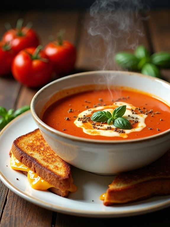 comforting soup and sandwich