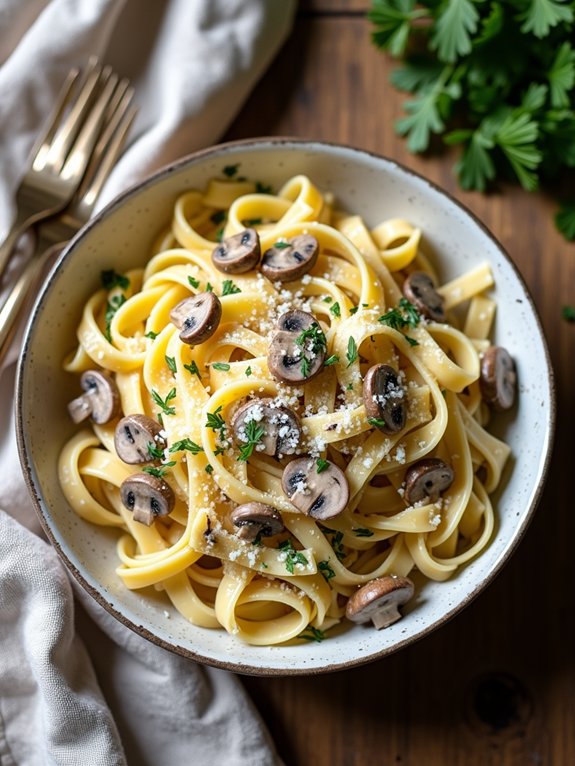 creamy garlic mushroom pasta