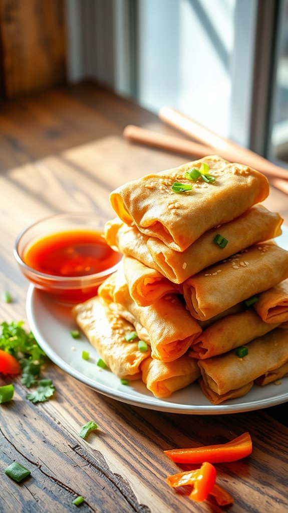 crispy air fried vegetable rolls