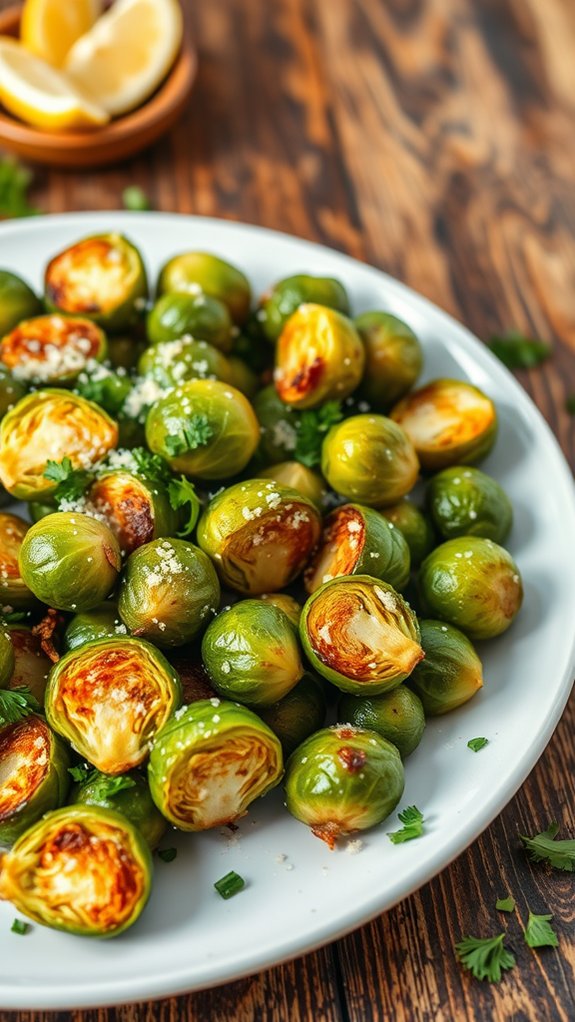 crispy garlic parmesan sprouts