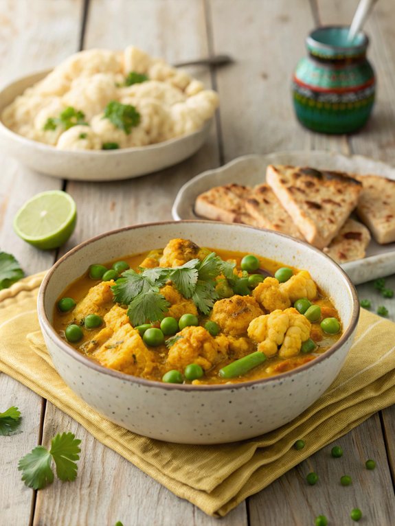 curry with cauliflower and peas