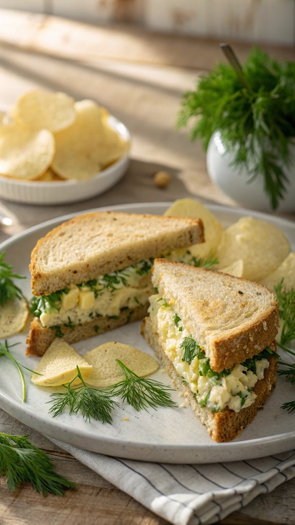 dill infused egg salad sandwich