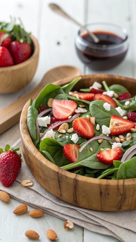 fresh spinach and strawberries