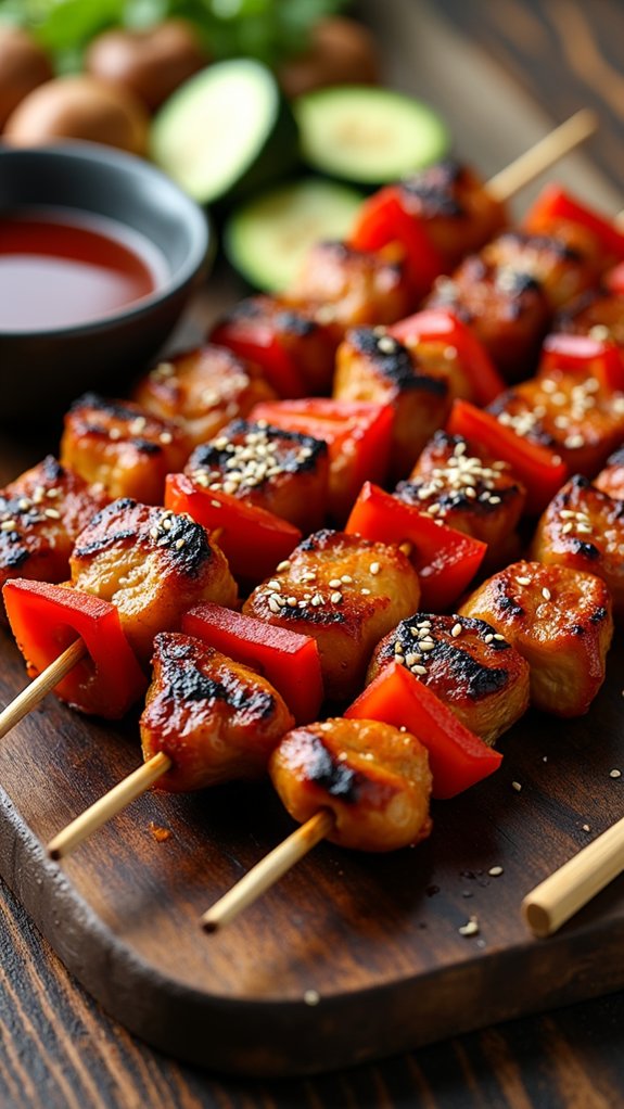 grilled chicken skewers glazed