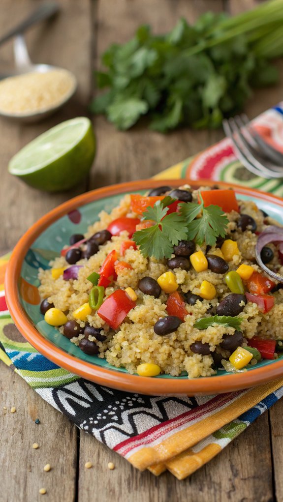 healthy quinoa black bean stir fry