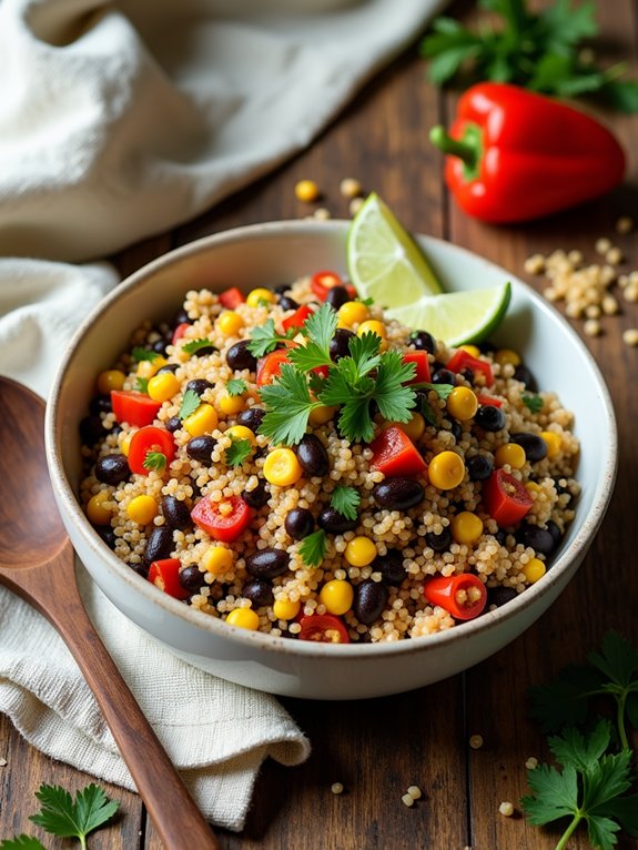 healthy quinoa black bean stir fry