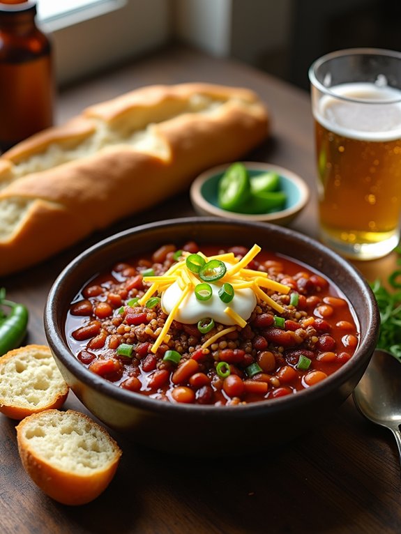 hearty savory slow cooked chili