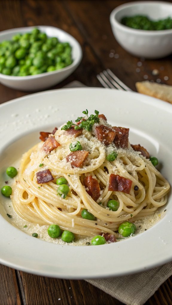 pasta dish with peas