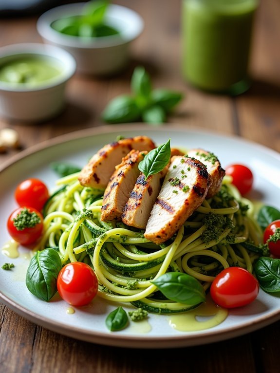 pesto zucchini noodles chicken