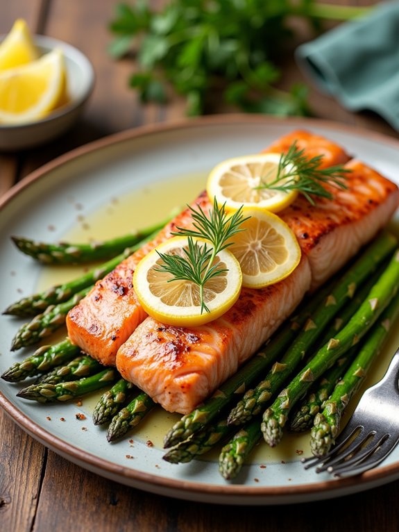 salmon and asparagus dish