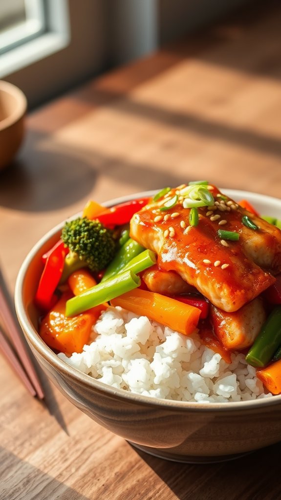 salmon stir fry with teriyaki