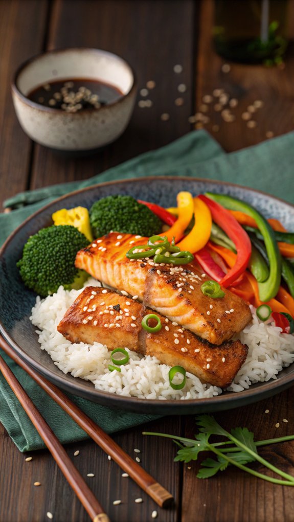 salmon stir fry with teriyaki