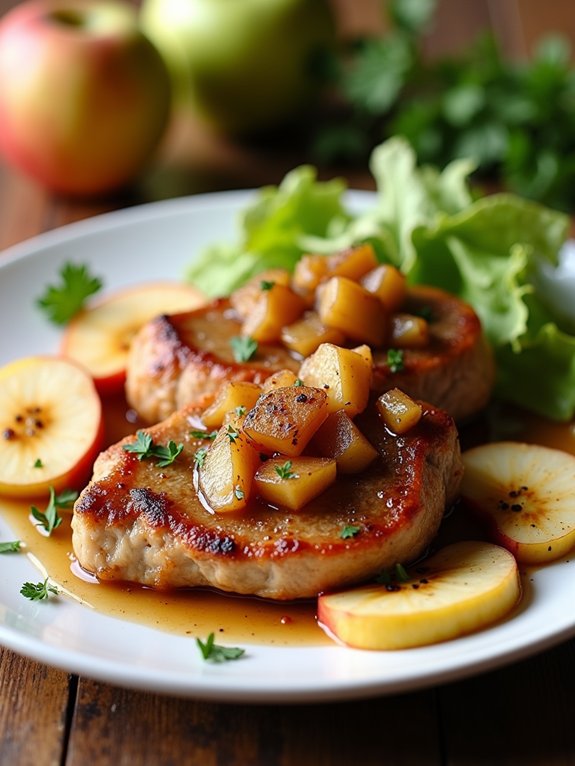 savory pork chops and apples