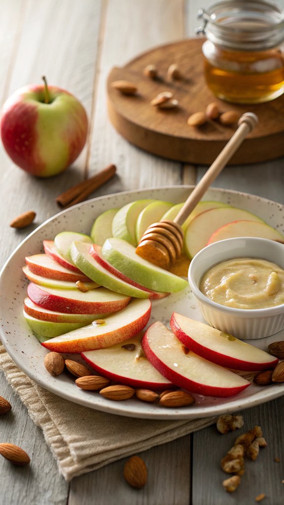 sliced apples with almonds