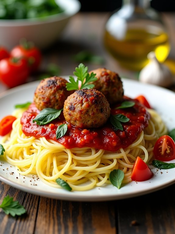 spaghetti squash meatball dish