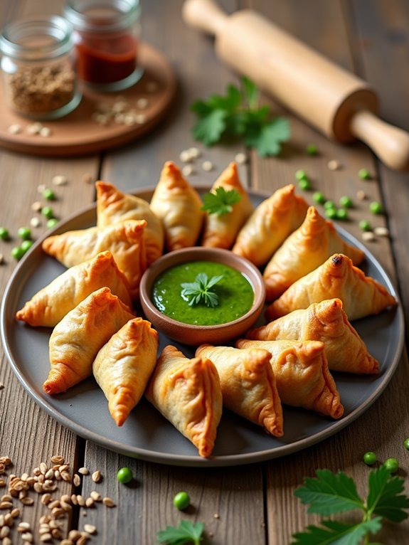 spicy stuffed pastry triangles