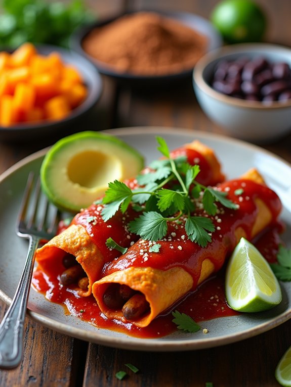 sweet potato black bean enchiladas