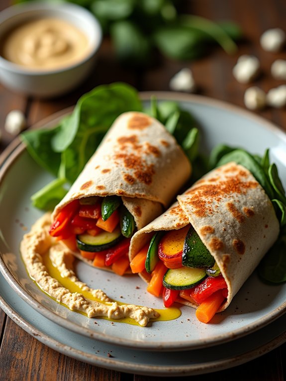 vegetable and hummus wrap