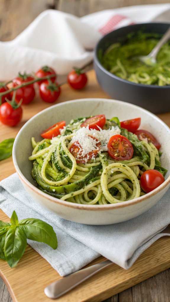 zucchini noodles with pesto