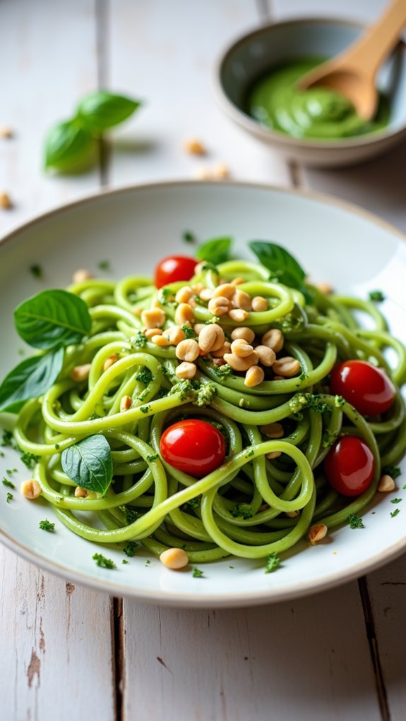 zucchini noodles with pesto