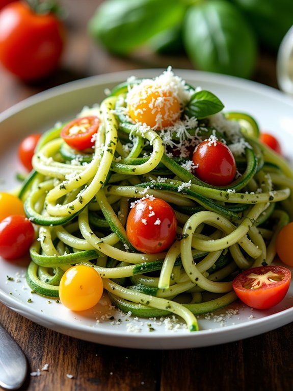 zucchini noodles with pesto