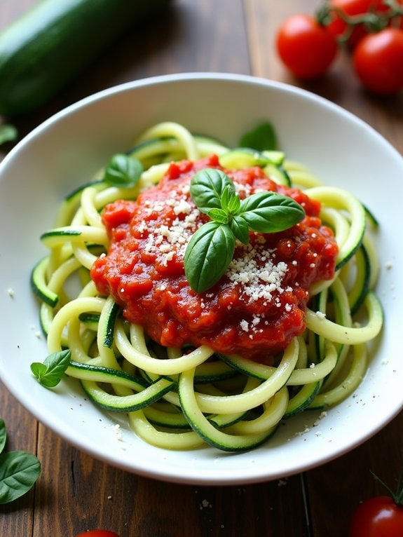 zucchini pasta with sauce